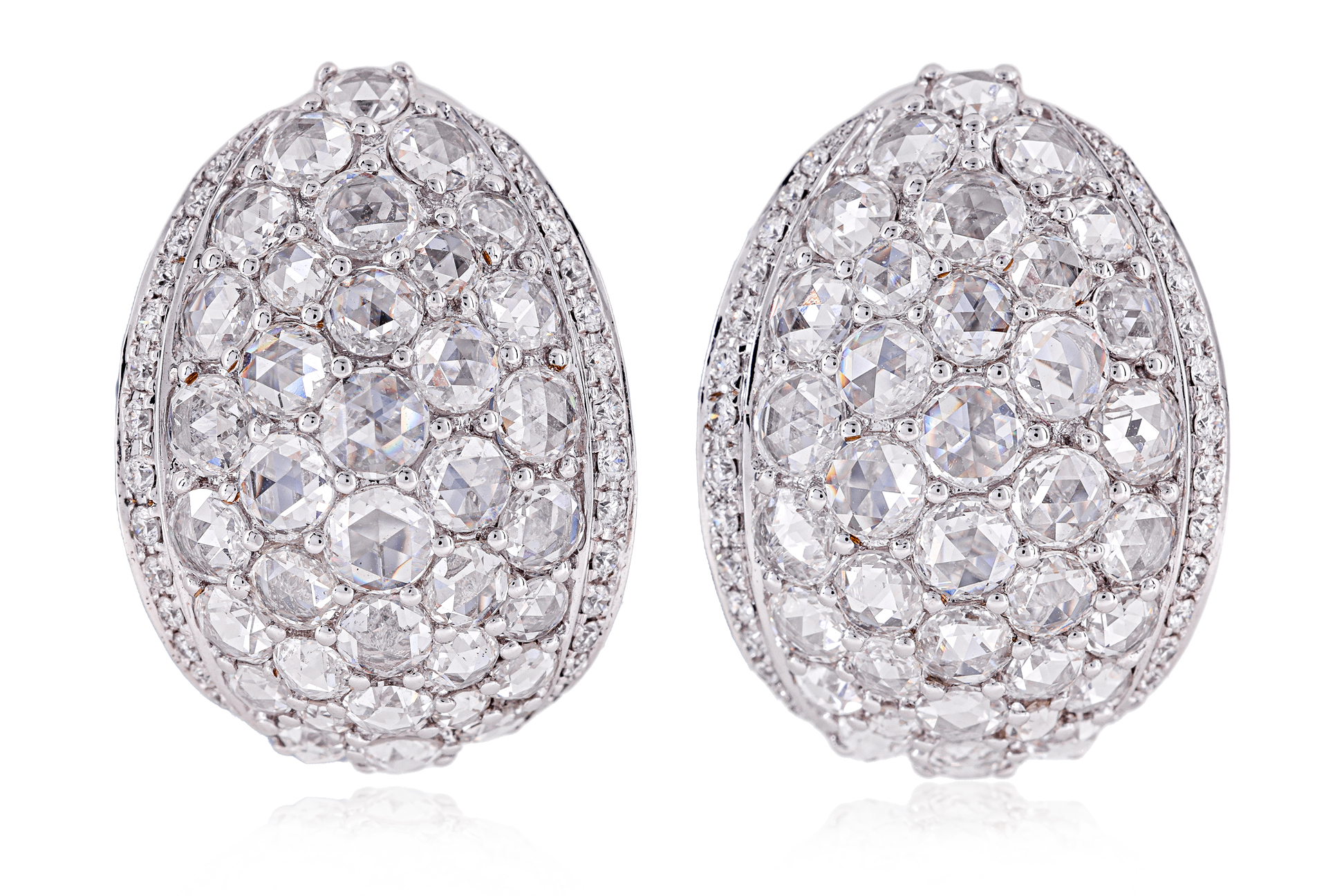 A PAIR OF ROSE CUT DIAMOND CLIP EARRINGS