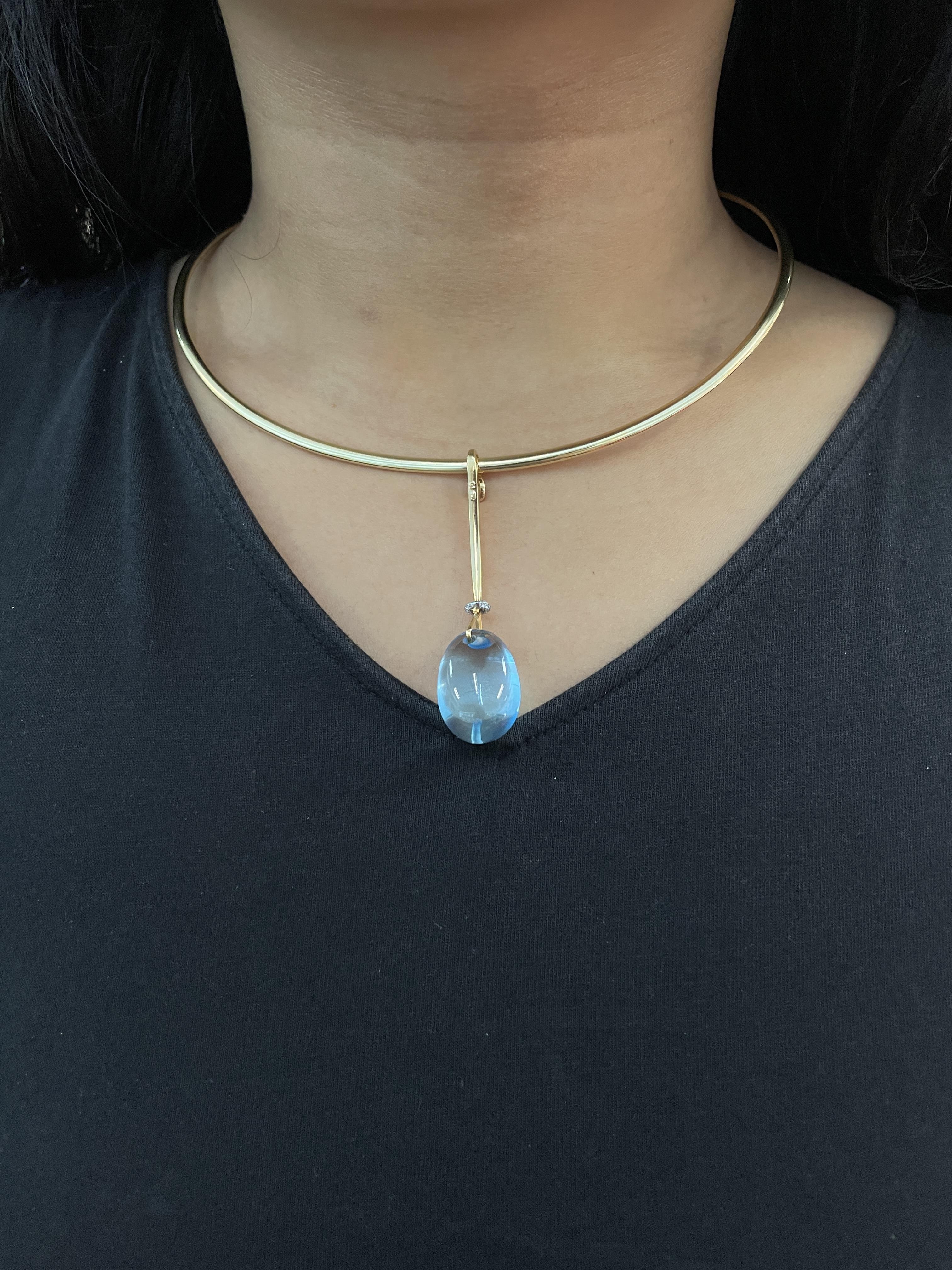 A BLUE TOPAZ AND DIAMOND 'DEW DROP' PENDANT BY GEORG JENSEN - Image 5 of 5