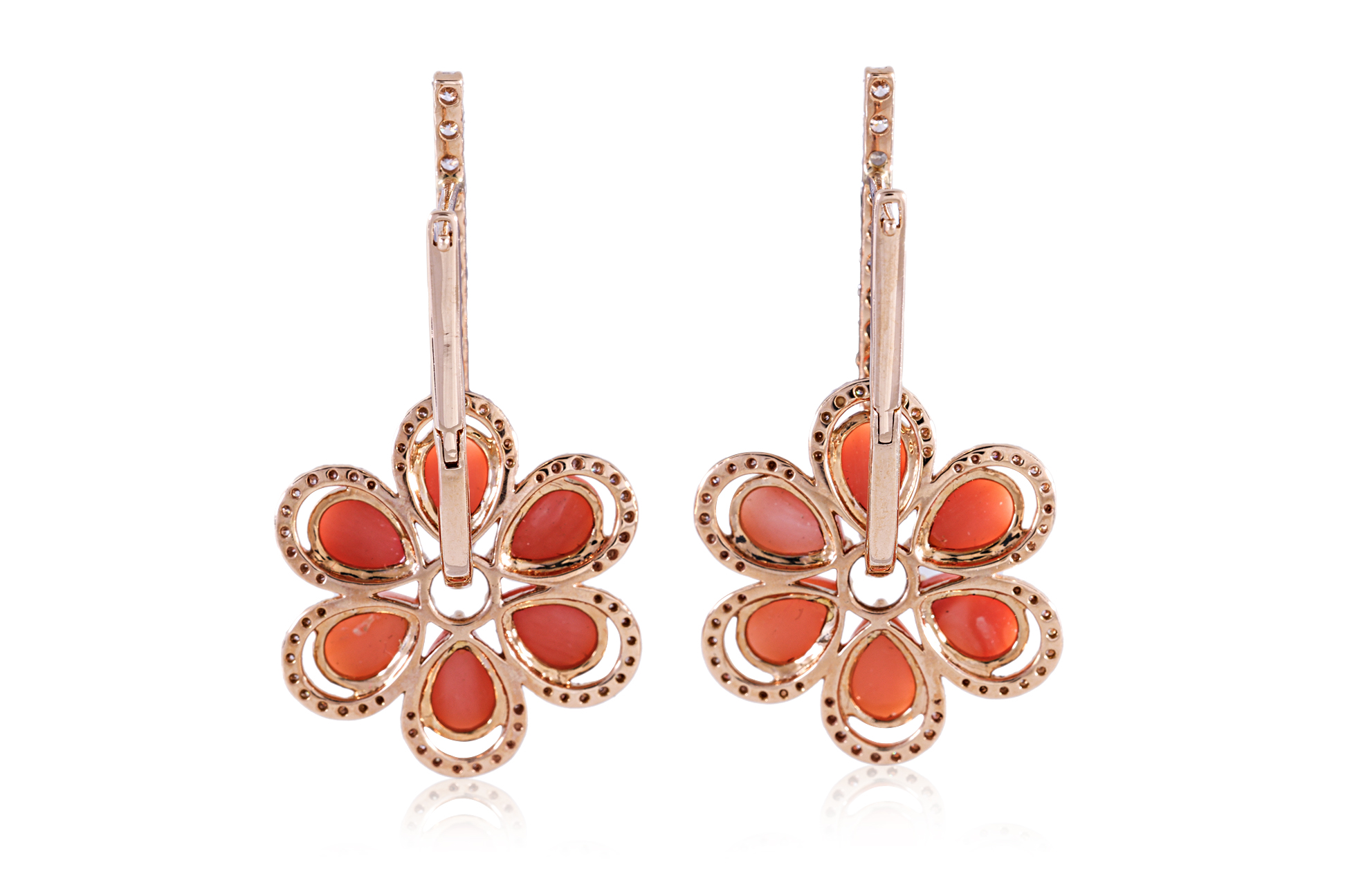 A PAIR OF CORAL AND DIAMOND CONVERTIBLE EARRINGS - Image 2 of 4