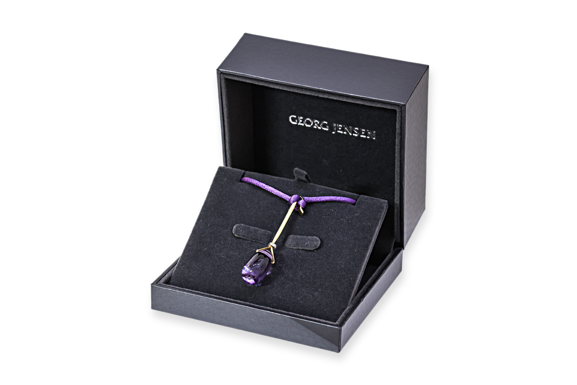 AN AMETHYST AND DIAMOND 'DEW DROP' PENDANT BY GEORG JENSEN - Image 4 of 5