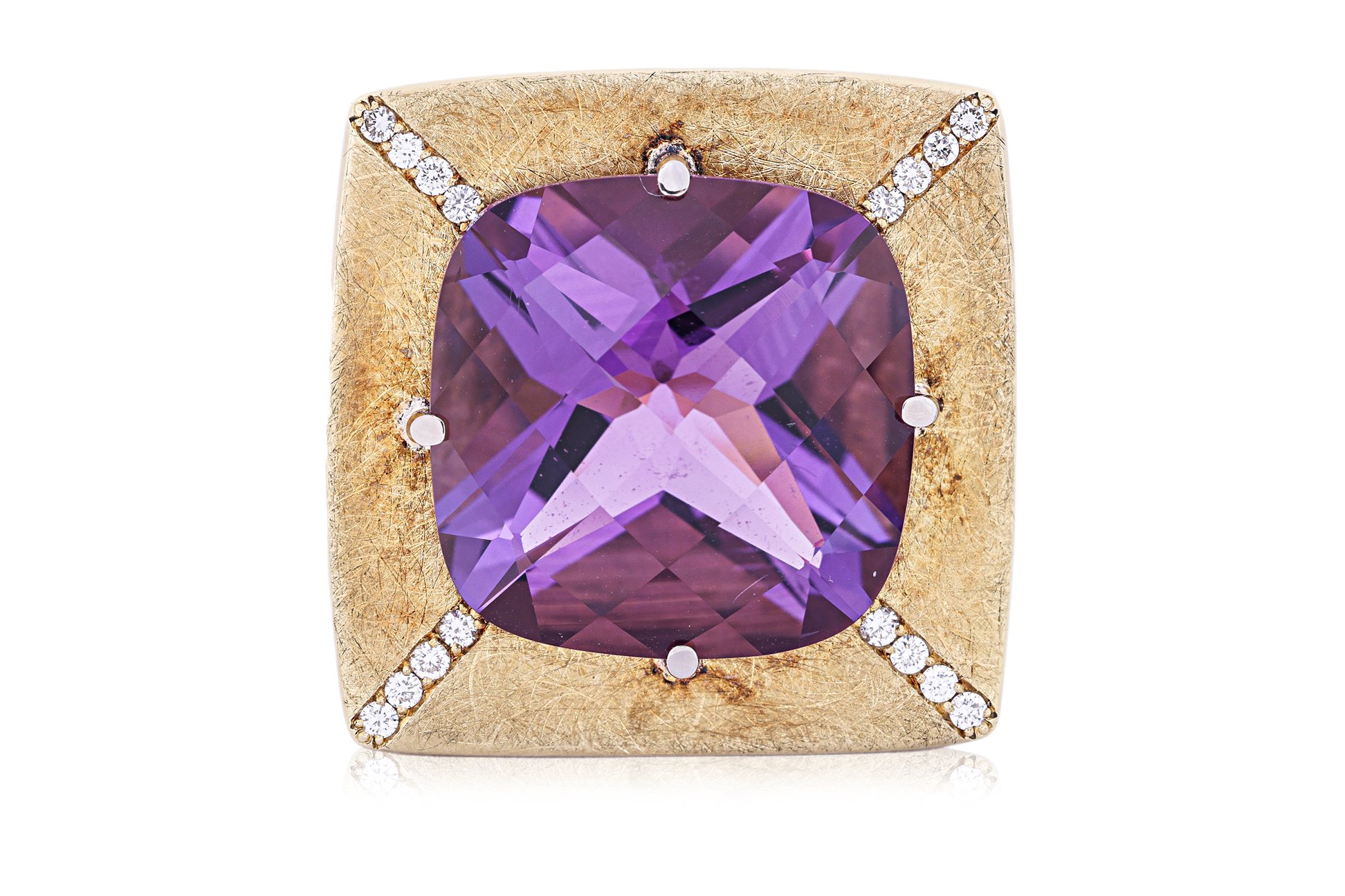 AN AMETHYST AND DIAMOND RING - Image 2 of 4