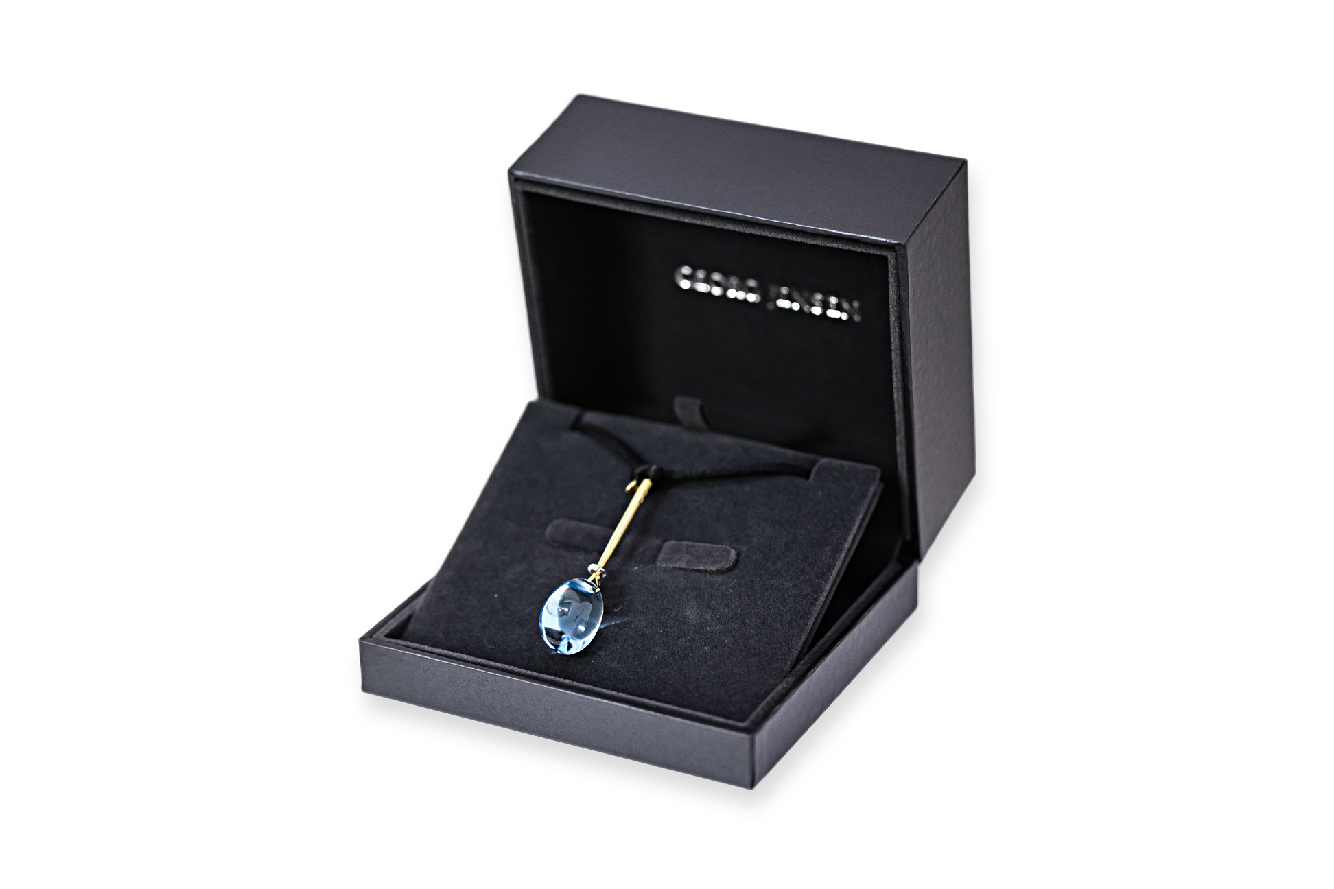 A BLUE TOPAZ AND DIAMOND 'DEW DROP' PENDANT BY GEORG JENSEN - Image 4 of 5