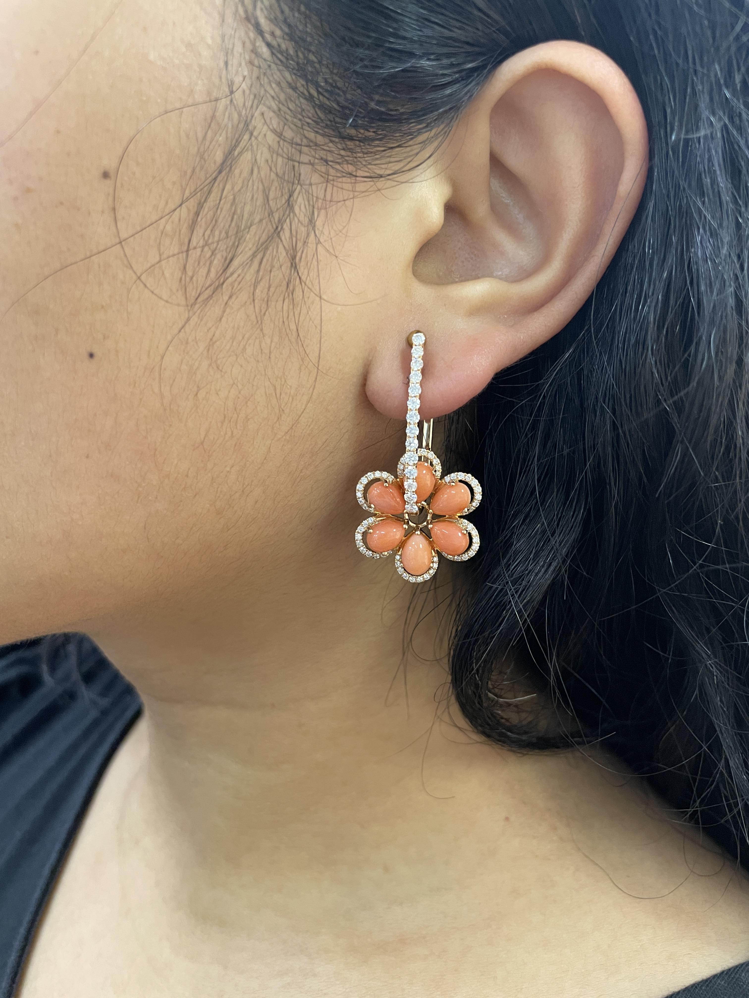 A PAIR OF CORAL AND DIAMOND CONVERTIBLE EARRINGS - Image 4 of 4