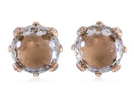 A PAIR OF PRASIOLITE AND DIAMOND EAR STUDS BY PASQUALE BRUNI