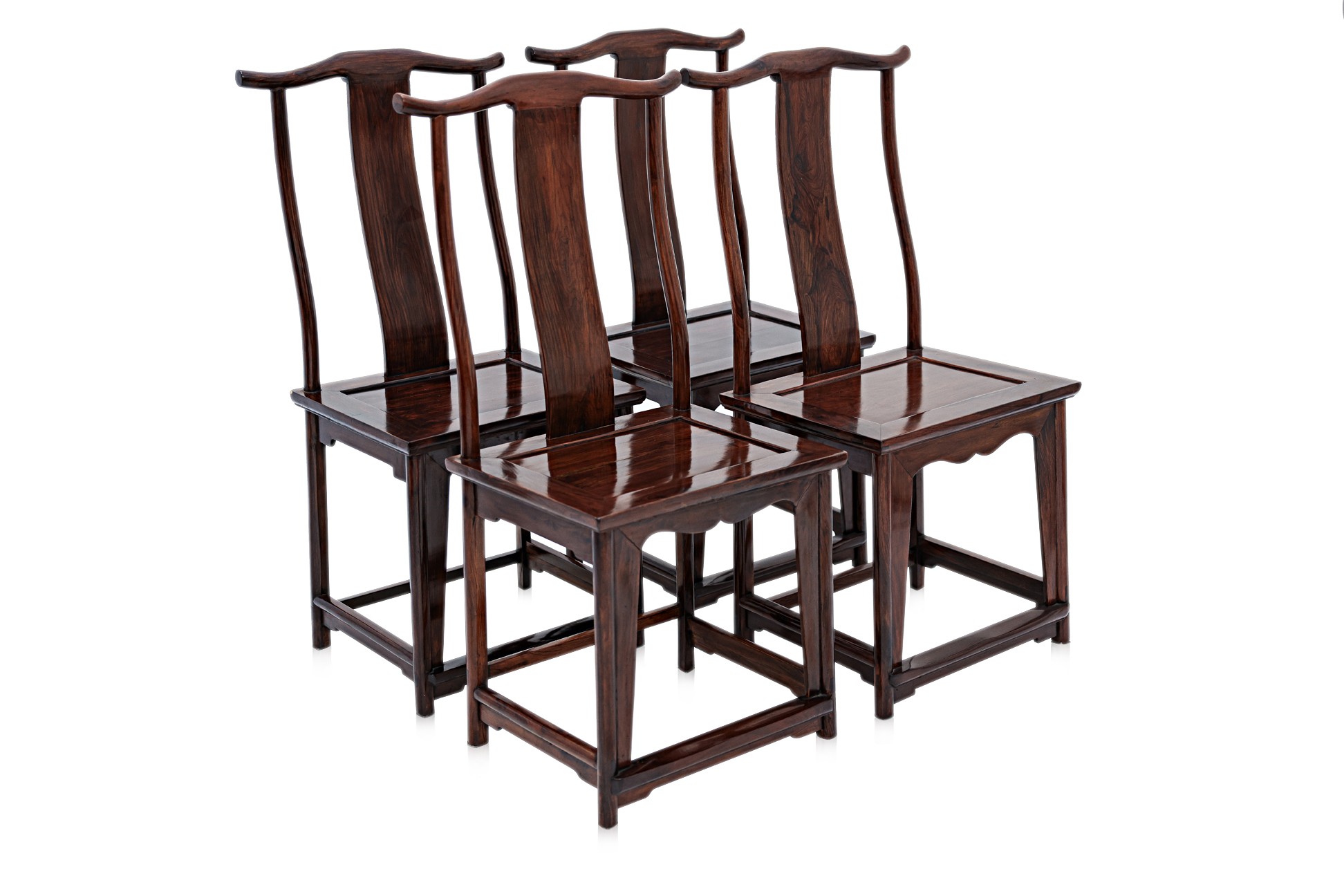 A SET OF FOUR CHINESE HARDWOOD YOKE BACK SIDE CHAIRS - Image 2 of 3