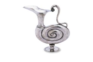 AN ITALIAN SILVER SHELL FORM EWER