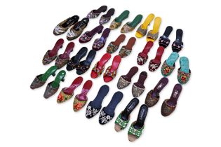 A LARGE COLLECTION OF EMBROIDERED AND BEADED SLIPPERS