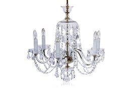 A CUT GLASS SIX LIGHT CHANDELIER