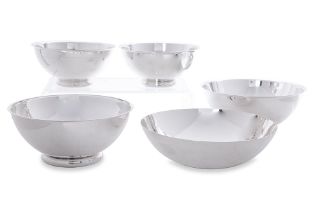 A GROUP OF FIVE CHRISTOFLE SILVER PLATED BOWLS