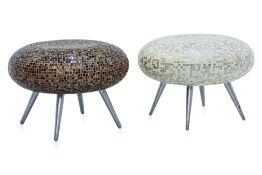 TWO CIRCULAR MOSAIC STOOLS BY CRAFACTOR