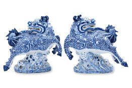 A PAIR OF PORCELAIN QILIN