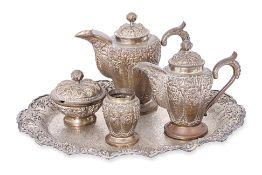 AN INDONESIAN SILVER-PLATED TEA SERVICE