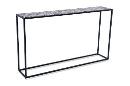 A CRATE & BARREL AGATE CONSOLE TABLE AND CHEESE BOARD