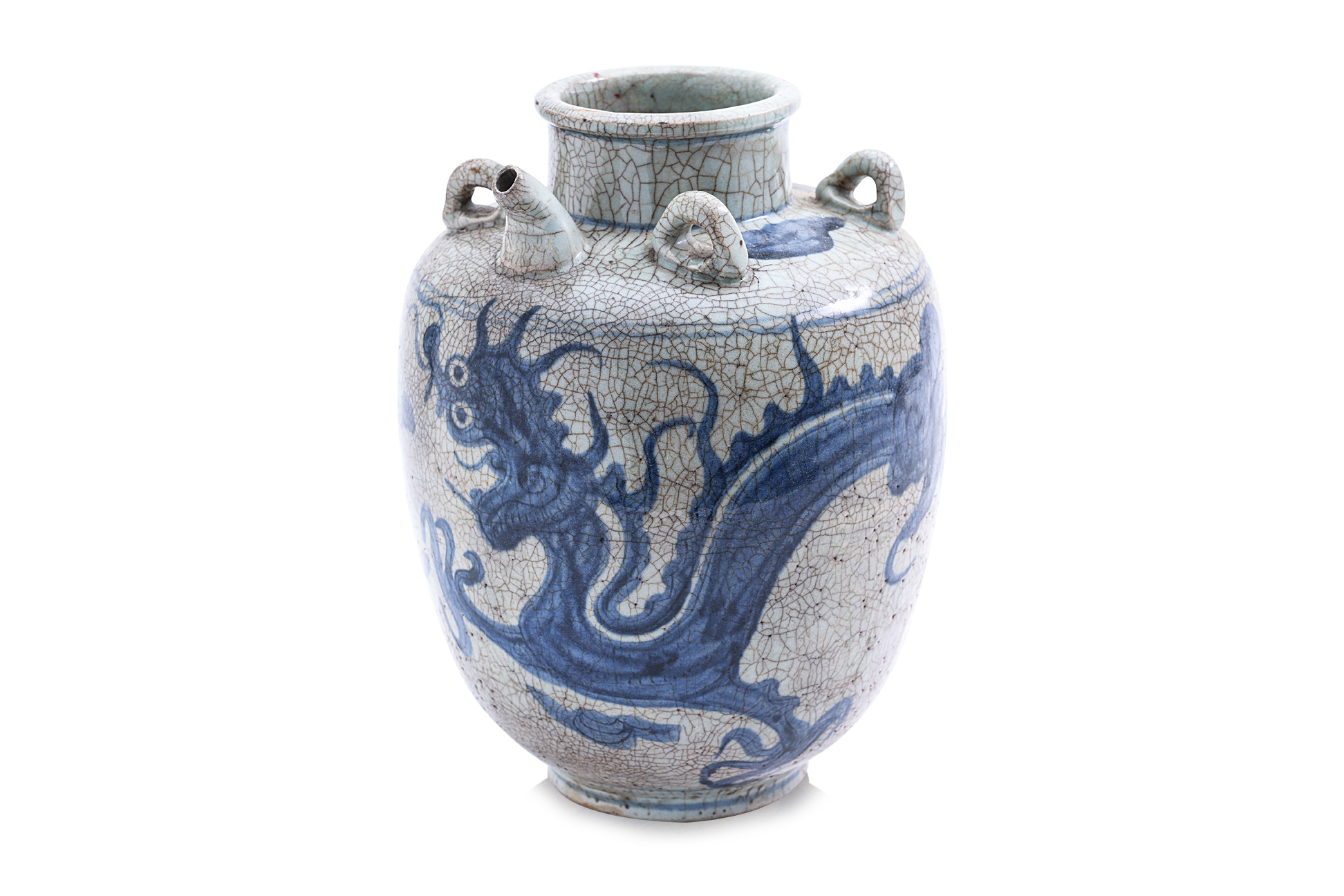 A BLUE AND WHITE DRAGON JAR - Image 2 of 3