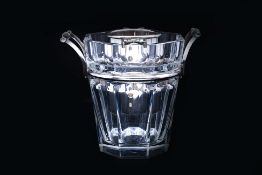 A BACCARAT SILVER PLATE MOUNTED CRYSTAL CHAMPAGNE COOLER