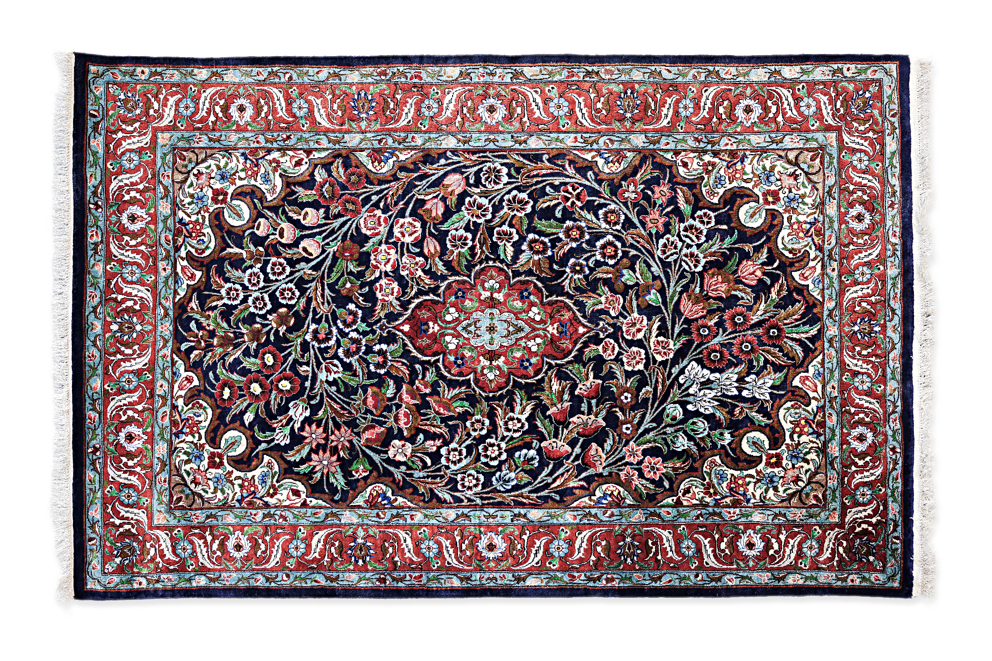 A PERSIAN STYLE 'FLOWERS' SILK RUG