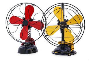 TWO ART DECO ELECTRIC FANS INCLUDING MILITARY