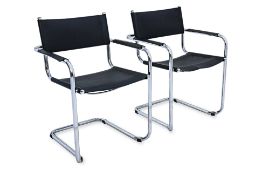 A PAIR OF CANTILEVER ARMCHAIRS