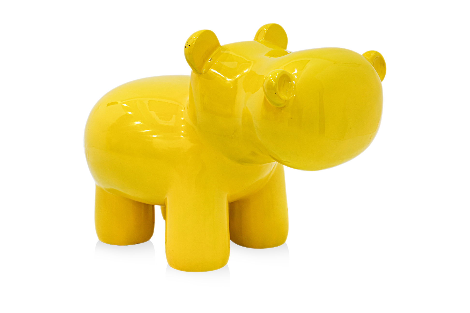 A YELLOW HIPPOPOTAMUS STATUE