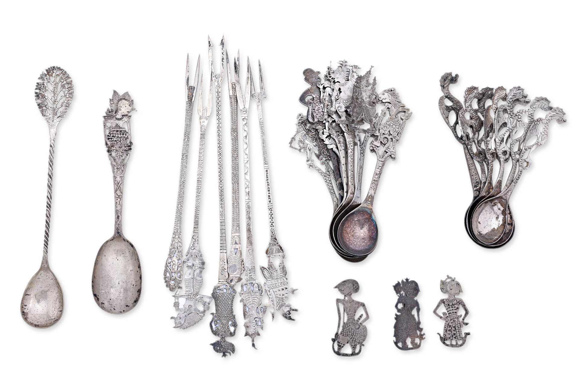 A GROUP OF MALAY WAYANG SILVER WARE