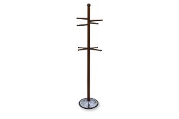 A MID-CENTURY TEAK AND CHROME COAT RACK