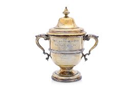 A SINGAPORE TURF CLUB SILVER GILT TROPHY CUP AND COVER