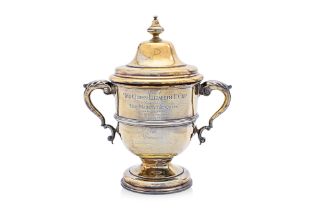 A SINGAPORE TURF CLUB SILVER GILT TROPHY CUP AND COVER
