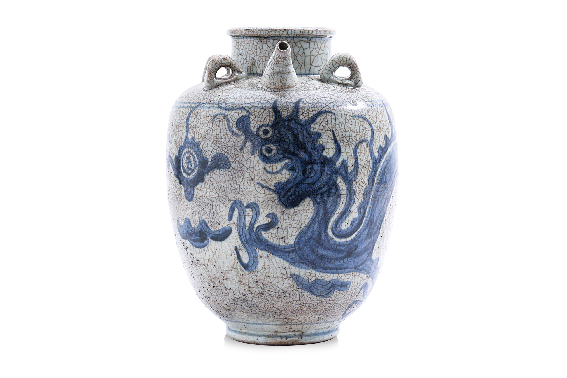 A BLUE AND WHITE DRAGON JAR