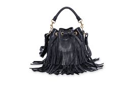 A SAINT LAURENT SMALL EMMANUELLE FRINGED BUCKET BAG