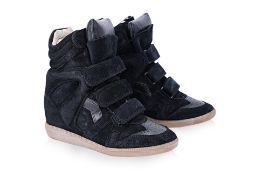A PAIR OF ISABEL MARANT BECKETT LEATHER TRAINERS EU 36