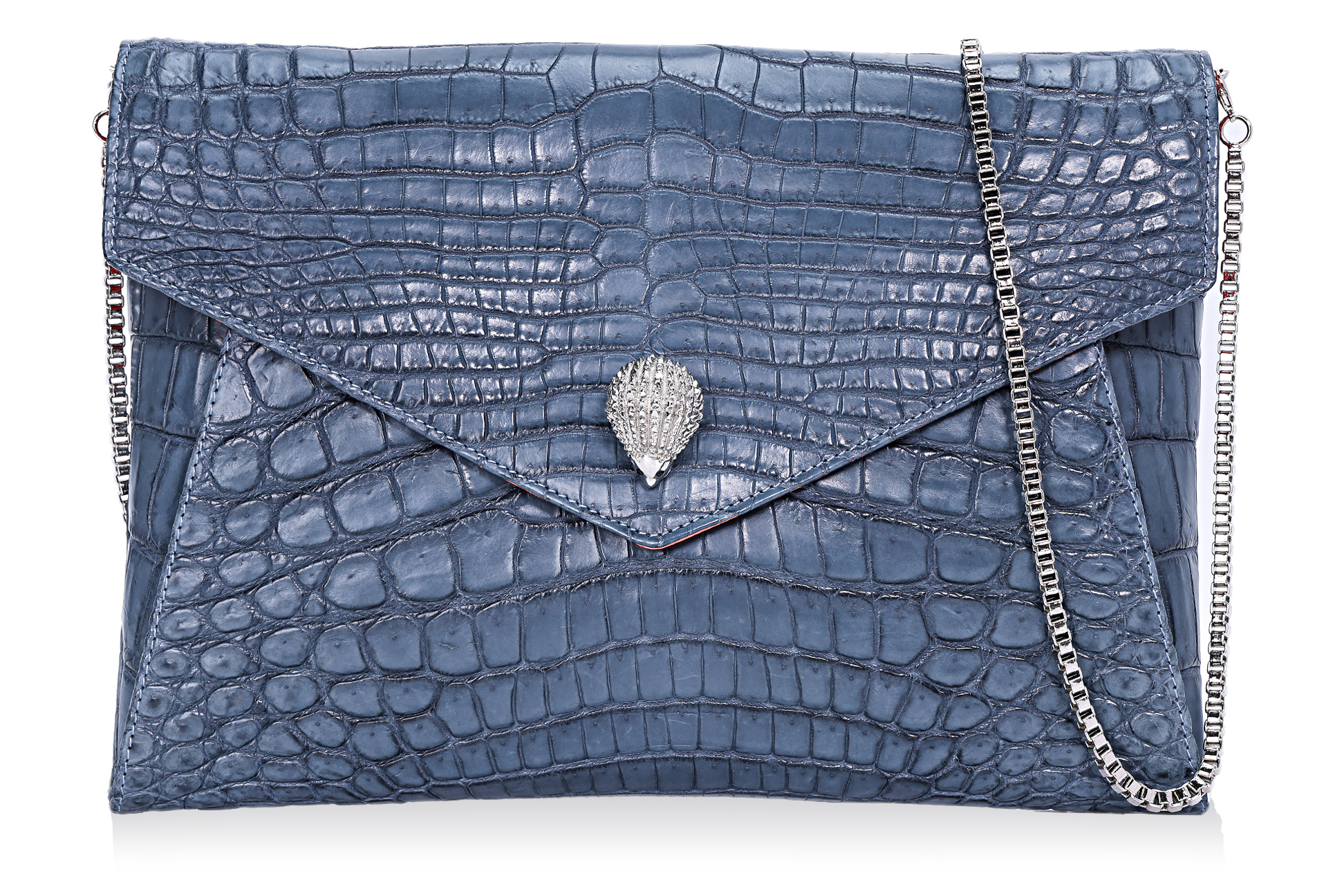 A ETHAN K BLUE CROCODILE SKIN CLUTCH BAG