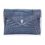 A ETHAN K BLUE CROCODILE SKIN CLUTCH BAG