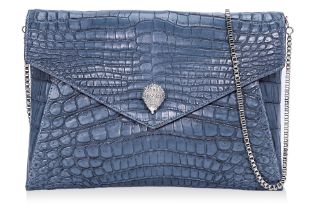 A ETHAN K BLUE CROCODILE SKIN CLUTCH BAG