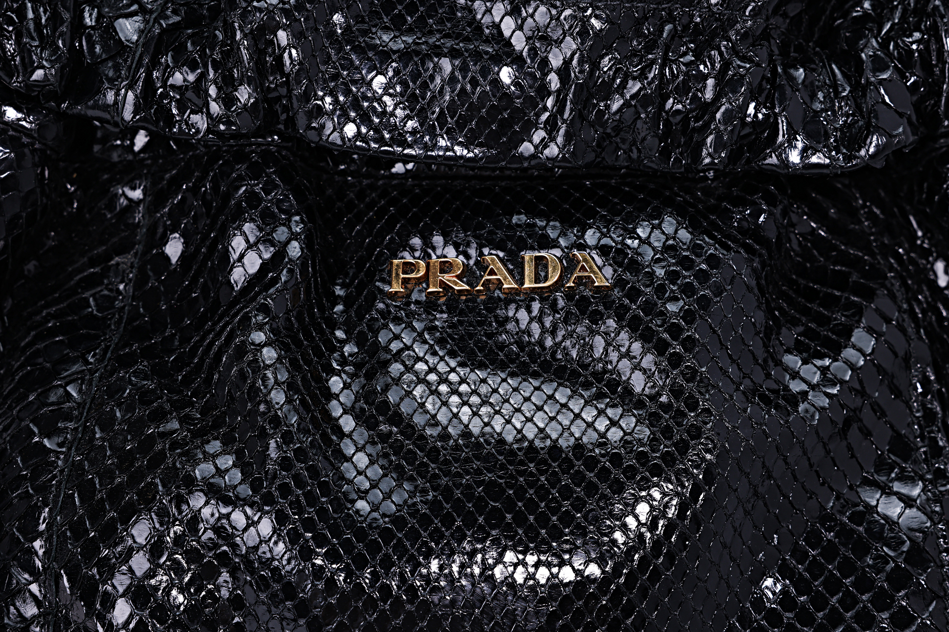 A PRADA BLACK PYTHON DRAWSTRING SHOPPING TOTE - Image 4 of 4