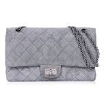 A CHANEL GREY REISSUE 227 DOUBLE FLAP BAG