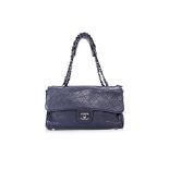 A CHANEL BLUE RITZ FLAP BAG