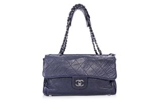 A CHANEL BLUE RITZ FLAP BAG