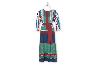 AN HERMES SILK AND CASHMERE PRINTED MIDI DRESS