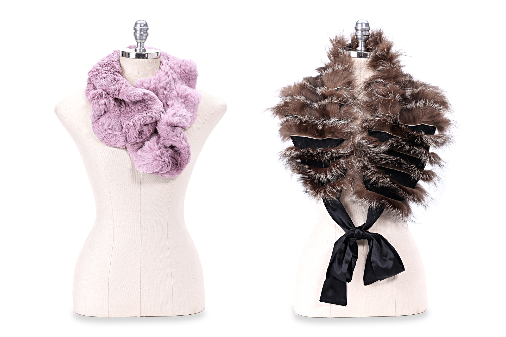 TWO YVES SALOMON FUR COWLS