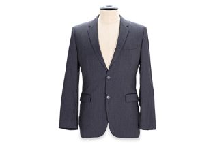 A HUGO BOSS SUPER 100 AERIN1/HAMAN1 DARK GRAY WOOL SUIT