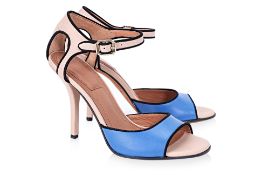 A PAIR OF GIVENCHY BLUE AND NUDE SANDALS EU 36.5