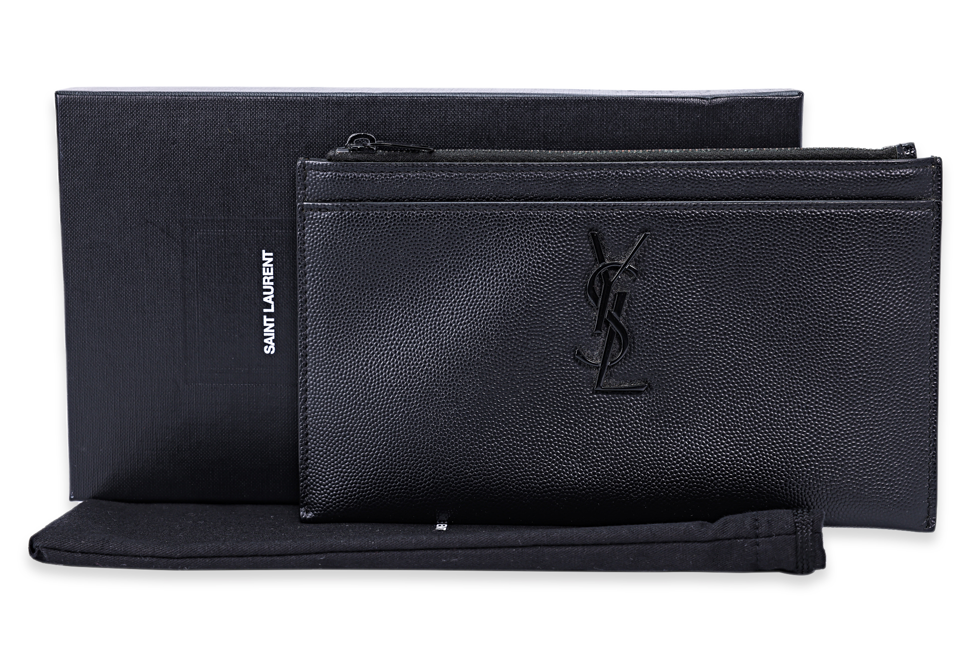 A SAINT LAURENT BLACK LEATHER CLUTCH - Image 3 of 3