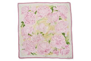 AN HERMÈS LES PIVOINES SILK SCARF