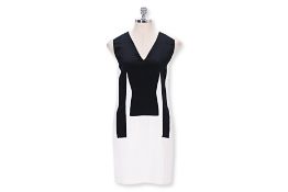 A PHILLIP LIM WHITE DRESS WITH BLACK CONTRAST PRINT