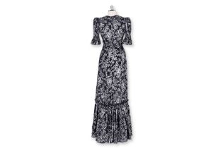 THE VAMPIRE'S WIFE BLACK-SILVER NIGHT FLIGHT DRESS IN FLORA