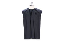 A BALENCIAGA NAVY CREW NECK TOP