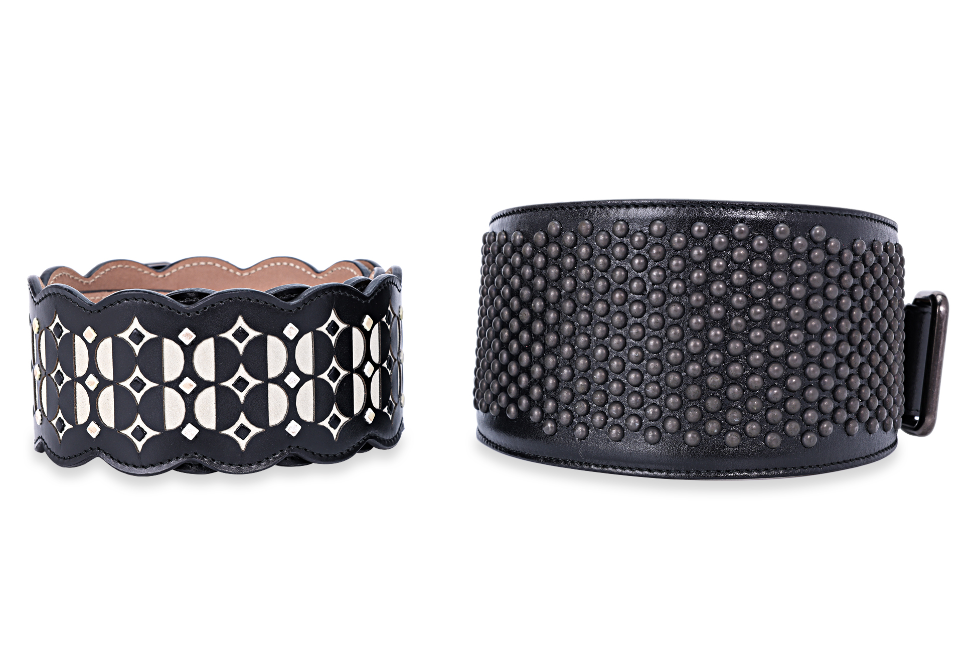 TWO ALAÏA WIDE LEATHER BELTS - Image 2 of 4