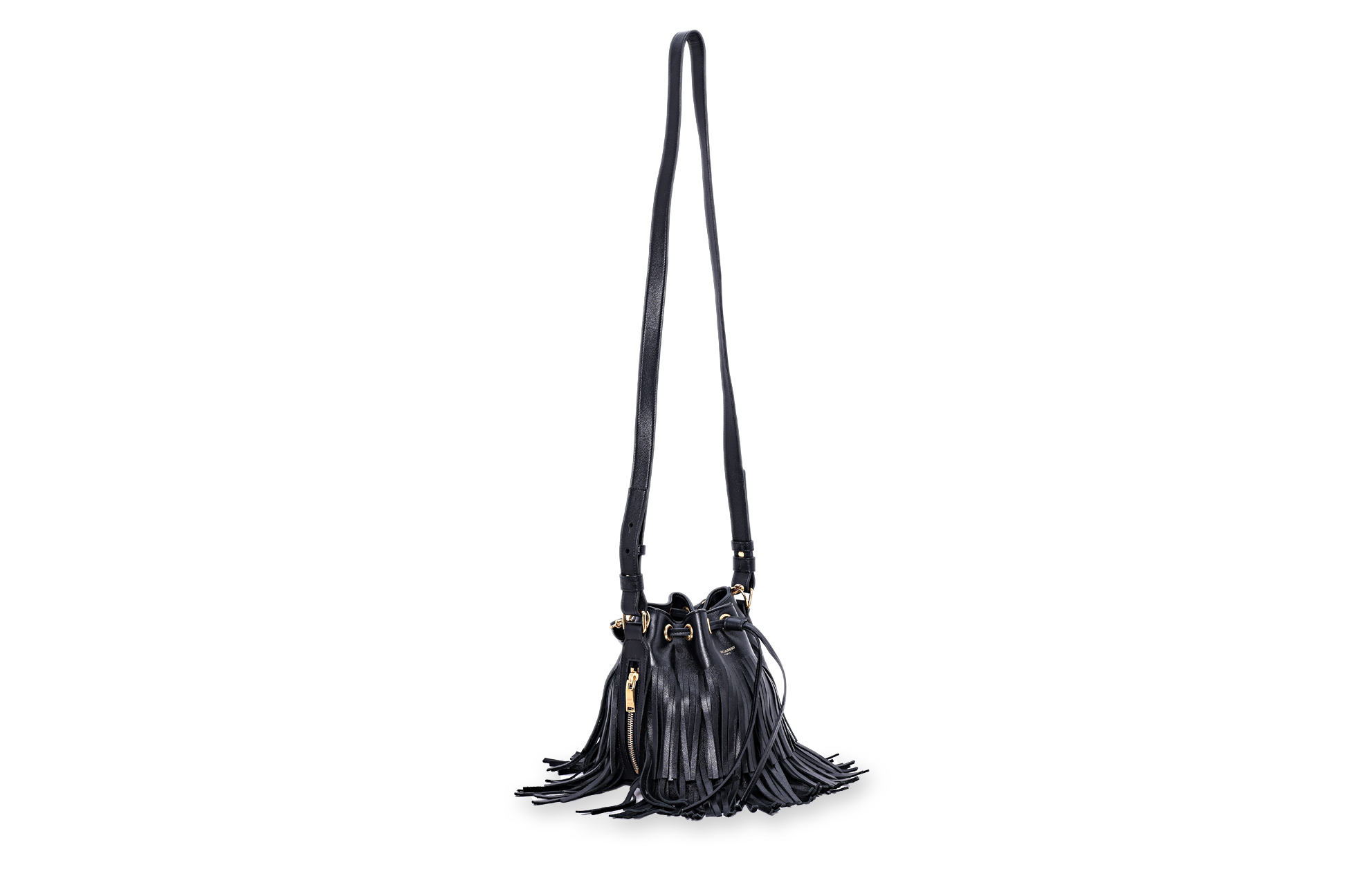 A SAINT LAURENT SMALL EMMANUELLE FRINGED BUCKET BAG - Image 2 of 3