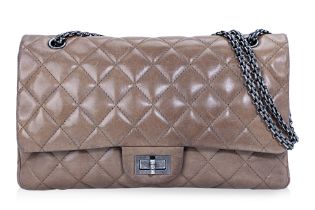 A CHANEL BROWN REISSUE 227 DOUBLE FLAP BAG