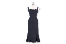 A PRADA NAVY MIDI APRON DRESS